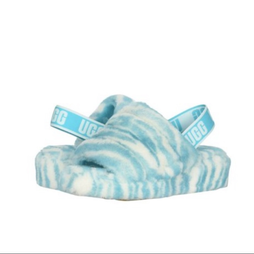Brand New UGG Fluff Yeah Teal Zebra Slides!
